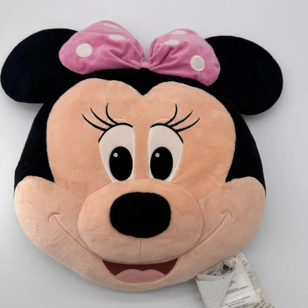 Disney Minnie Mouse Pillow Plush Pink Bow Polka Dots Kids Room Decor